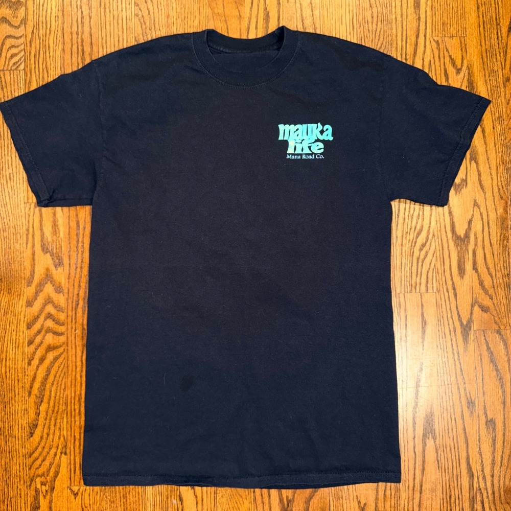 Mana Road Co Mauka Life Graphic T-Shirt Black Small Hawaii Surf‎ Tee